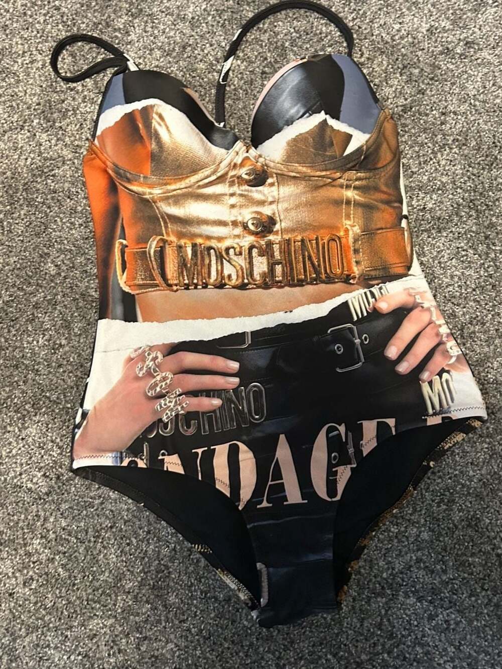 Moschino Couture Graphic Print Bustier Corset Bodysuit